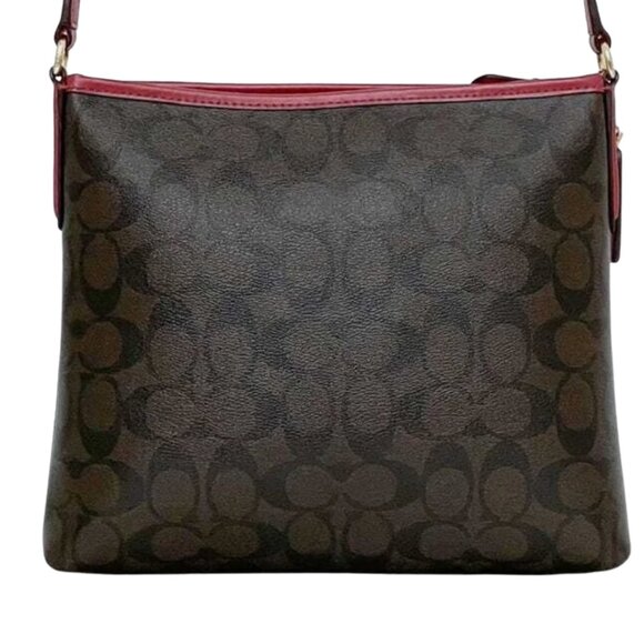 Coach Signature File Bag SV/Brown True Red with Dust Cover (NWT with Callout) - Picture 2 of 12